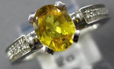 1.55CT DIAMOND & AAA YELLOW SAPPHIRE 18K WHITE GOLD OVAL & ROUND ENGAGEMENT RING
