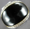 ESTATE .16CT DIAMOND & AAA BLACK ONYX 14KT WHITE & YELLOW GOLD 3D OVAL FUN RING
