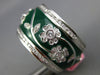 1.23CT DIAMOND & GREEN ENAMEL 18K WHITE GOLD MULTI FLOWER LEAF ETERNITY FUN RING