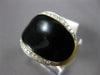 ESTATE .16CT DIAMOND & AAA BLACK ONYX 14KT WHITE & YELLOW GOLD 3D OVAL FUN RING