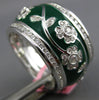 1.23CT DIAMOND & GREEN ENAMEL 18K WHITE GOLD MULTI FLOWER LEAF ETERNITY FUN RING