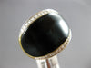 ESTATE .16CT DIAMOND & AAA BLACK ONYX 14KT WHITE & YELLOW GOLD 3D OVAL FUN RING