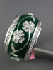 1.23CT DIAMOND & GREEN ENAMEL 18K WHITE GOLD MULTI FLOWER LEAF ETERNITY FUN RING
