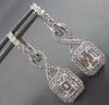 ESTATE 1.59CT DIAMOND 18KT WHITE GOLD ROUND & BAGUETTE SQUARE HANGING EARRINGS