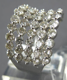 ESTATE LARGE 2.40CT DIAMOND 14KT WHITE GOLD ROUND 3D MULTI ROW ANNIVERSARY RING