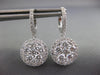 ESTATE LARGE 2.39CT DIAMOND 18KT WHITE GOLD CLUSTER FLOWER HALO HANGING EARRINGS