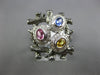 LARGE .87CT DIAMOND & AAA MULTI COLOR SAPPHIRE 14K WHITE GOLD BIRD NEST FUN RING