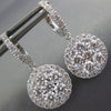ESTATE LARGE 2.39CT DIAMOND 18KT WHITE GOLD CLUSTER FLOWER HALO HANGING EARRINGS