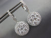 ESTATE LARGE 2.39CT DIAMOND 18KT WHITE GOLD CLUSTER FLOWER HALO HANGING EARRINGS
