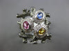 LARGE .87CT DIAMOND & AAA MULTI COLOR SAPPHIRE 14K WHITE GOLD BIRD NEST FUN RING