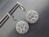 ESTATE LARGE 2.39CT DIAMOND 18KT WHITE GOLD CLUSTER FLOWER HALO HANGING EARRINGS