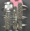 LARGE .80CT DIAMOND 18KT WHITE GOLD ROUND & BAGUETTE SQUARE DOUBLE BAR FUN RING