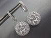 ESTATE LARGE 2.39CT DIAMOND 18KT WHITE GOLD CLUSTER FLOWER HALO HANGING EARRINGS