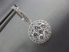 ESTATE LARGE 2.39CT DIAMOND 18KT WHITE GOLD CLUSTER FLOWER HALO HANGING EARRINGS