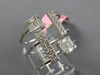 LARGE .80CT DIAMOND 18KT WHITE GOLD ROUND & BAGUETTE SQUARE DOUBLE BAR FUN RING
