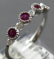 .44CT DIAMOND & AAA RUBY 18K WHITE GOLD CLASSIC BEZEL FILIGREE MILGRAIN FUN RING