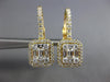 .89CT DIAMOND 18KT YELLOW GOLD 3D ROUND & BAGUETTE SQUARE HALO HANGING EARRINGS