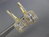 .89CT DIAMOND 18KT YELLOW GOLD 3D ROUND & BAGUETTE SQUARE HALO HANGING EARRINGS