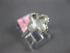 ESTATE .20CT DIAMOND 14K WHITE GOLD 4 LEAF CLOVER FLOWER MATTE & SHINY LOVE RING