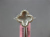 ESTATE .20CT DIAMOND 14K WHITE GOLD 4 LEAF CLOVER FLOWER MATTE & SHINY LOVE RING