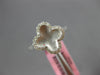 ESTATE .20CT DIAMOND 14K WHITE GOLD 4 LEAF CLOVER FLOWER MATTE & SHINY LOVE RING
