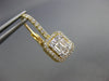 .89CT DIAMOND 18KT YELLOW GOLD 3D ROUND & BAGUETTE SQUARE HALO HANGING EARRINGS