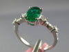 ESTATE 1.09CT DIAMOND & AAA EMERALD 18KT WHITE GOLD OVAL & ROUND ENGAGEMENT RING