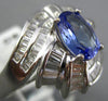 ESTATE LARGE 2.18CT DIAMOND & AAA TANZANITE 18KT WHITE GOLD OVAL ENGAGEMENT RING