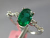 ESTATE 1.09CT DIAMOND & AAA EMERALD 18KT WHITE GOLD OVAL & ROUND ENGAGEMENT RING