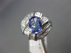 ESTATE LARGE 2.18CT DIAMOND & AAA TANZANITE 18KT WHITE GOLD OVAL ENGAGEMENT RING
