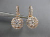 .83CT DIAMOND 18KT ROSE GOLD 3D CLUSTER HALO FLOWER LEVERBACK HANGING EARRINGS