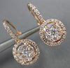 .83CT DIAMOND 18KT ROSE GOLD 3D CLUSTER HALO FLOWER LEVERBACK HANGING EARRINGS