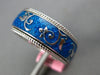 BLUE ENAMEL 18KT WHITE GOLD 3D MULTI LEAF ETERNITY COMFORT FIT ANNIVERSARY RING