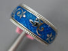 BLUE ENAMEL 18KT WHITE GOLD 3D MULTI LEAF ETERNITY COMFORT FIT ANNIVERSARY RING