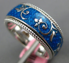 BLUE ENAMEL 18KT WHITE GOLD 3D MULTI LEAF ETERNITY COMFORT FIT ANNIVERSARY RING