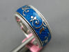 BLUE ENAMEL 18KT WHITE GOLD 3D MULTI LEAF ETERNITY COMFORT FIT ANNIVERSARY RING