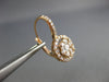 .83CT DIAMOND 18KT ROSE GOLD 3D CLUSTER HALO FLOWER LEVERBACK HANGING EARRINGS