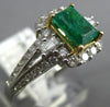 1.35CT DIAMOND & AAA EMERALD 14K 2 TONE GOLD ROUND & EMERALD CUT ENGAGEMENT RING
