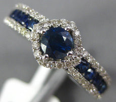 1.03CT DIAMOND & AAA SAPPHIRE 14KT WHITE GOLD ROUND SQUARE CLASSIC PROMISE RING