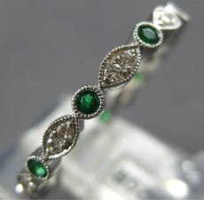 .34CT DIAMOND AAA EMERALD 18K WHITE GOLD ROUND & MARQUISE SHAPE ANNIVERSARY RING