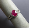 1.55CT DIAMOND & AAA RUBY 14KT WHITE GOLD 3D OVAL & ROUND HALO ENGAGEMENT RING