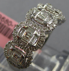.97CT DIAMOND 18K WHITE GOLD 3D ROUND & BAGUETTE INVISIBLE OVAL ANNIVERSARY RING