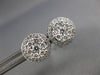 LARGE .77CT DIAMOND 18KT WHITE GOLD 3D ROUND CLUSTER HALO CLASSIC STUD EARRINGS