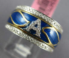 .61CT DIAMOND & BLUE ENAMEL 18KT WHITE GOLD A INITIAL MULTI LEAF ETERNITY RING