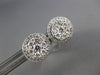 LARGE .77CT DIAMOND 18KT WHITE GOLD 3D ROUND CLUSTER HALO CLASSIC STUD EARRINGS