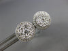 LARGE .77CT DIAMOND 18KT WHITE GOLD 3D ROUND CLUSTER HALO CLASSIC STUD EARRINGS