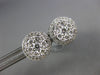 LARGE .77CT DIAMOND 18KT WHITE GOLD 3D ROUND CLUSTER HALO CLASSIC STUD EARRINGS