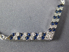 .30CT DIAMOND & AAA SAPPHIRE 18KT WHITE GOLD 3D CLASSIC 2 ROW V SHAPE NECKLACE