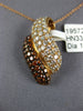 ESTATE 1.36CT WHITE & ORANGE DIAMOND 18KT ROSE GOLD 3D MULTI ROW SWIRL PENDANT