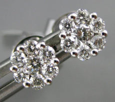 ESTATE SMALL .38CT DIAMOND 18KT WHITE GOLD ROUND CLUSTER CLASSIC STUD EARRINGS